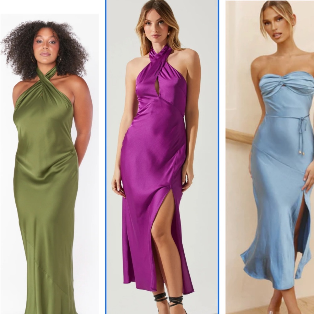 ASTR The Label Marissa Satin Halter Neck Midi Dress